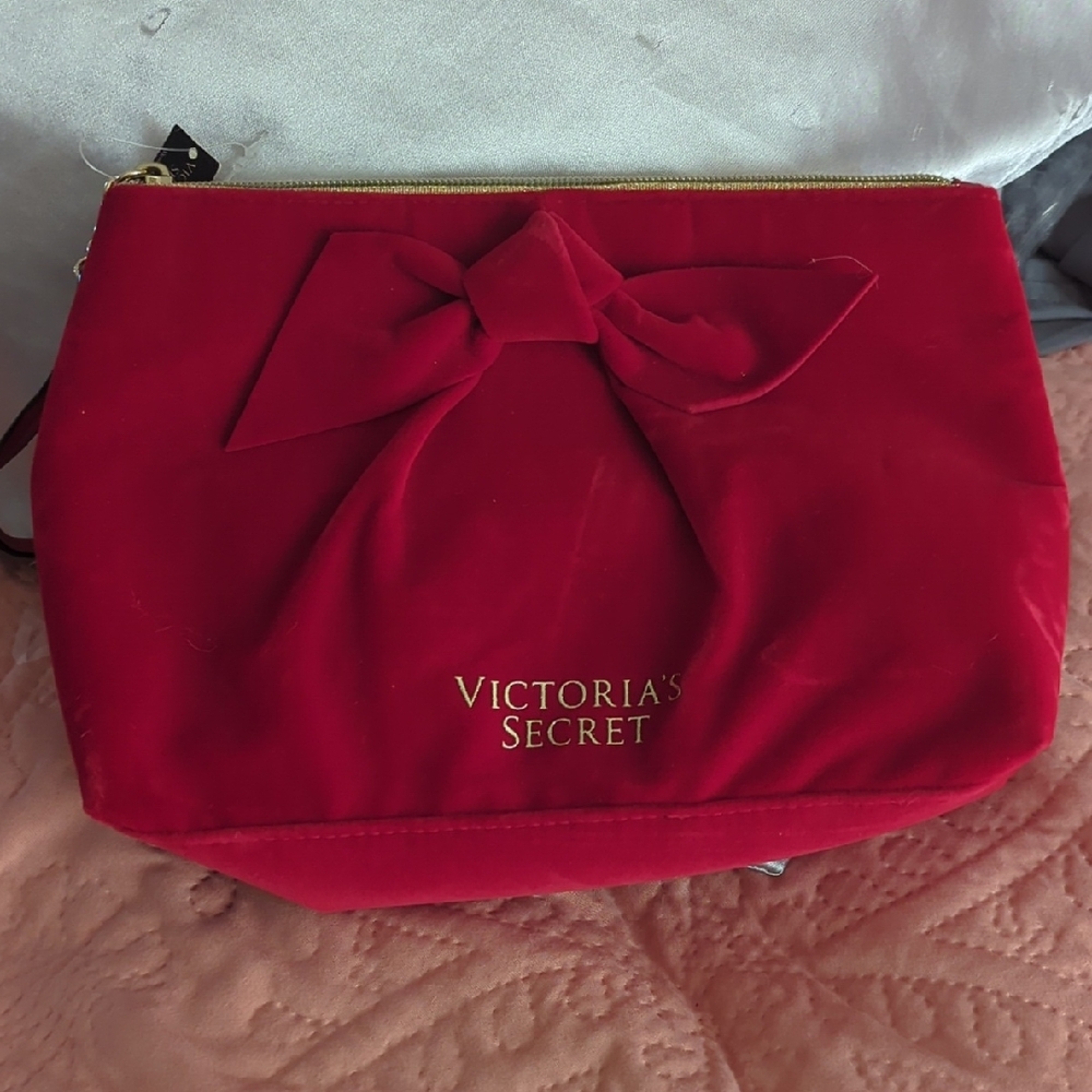 Victoria's Secret Red Cosmetic Bag with Bow